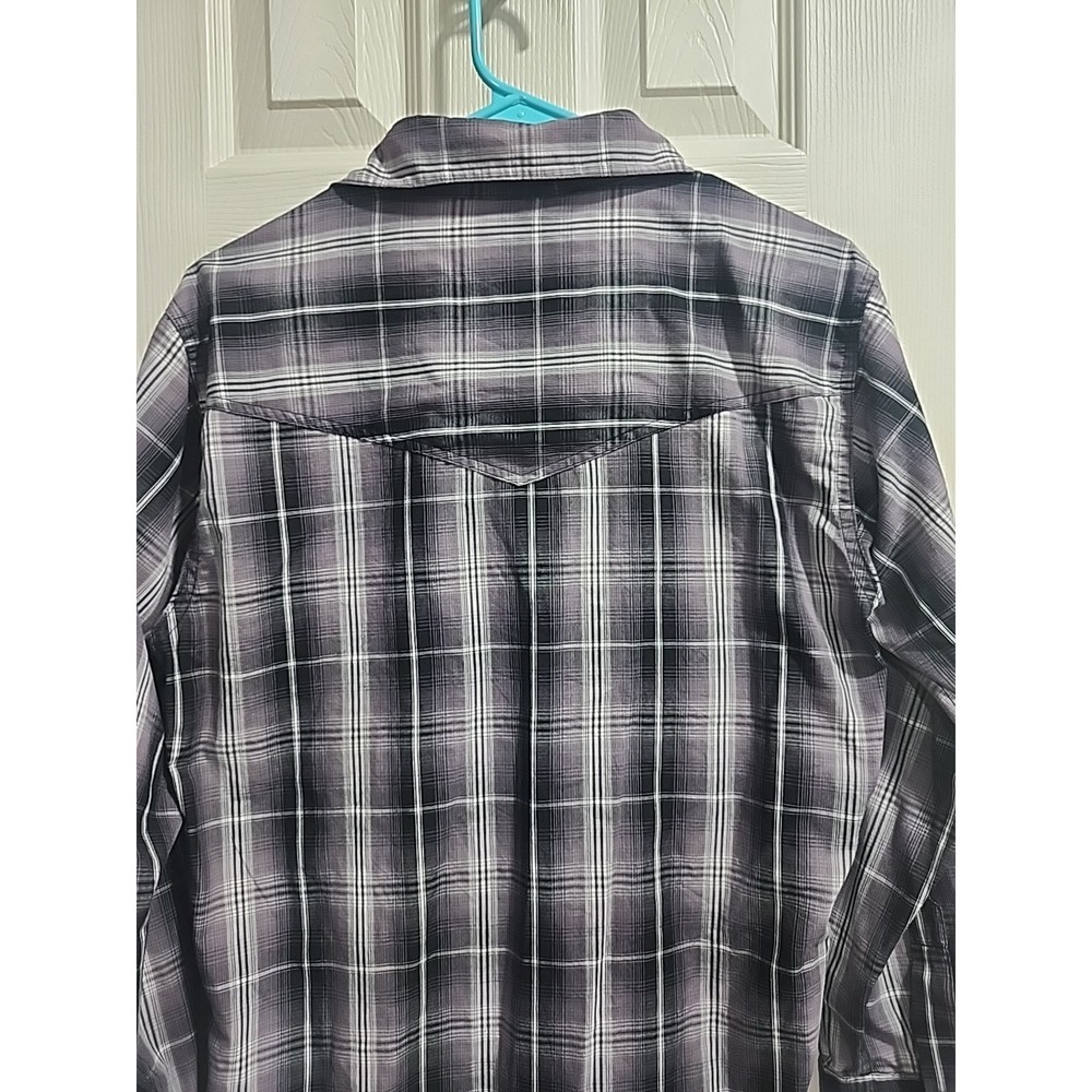 High Noon Pearl Snap Western Shirt Men's S Black Gray Plaid Rodeo Cowboy - Picture 12 of 15